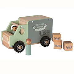 Lastbil i trä - paketbil - Egmont Toys. Rolig leksak och fin doppresent