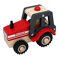 Traktor i trä med gummihjul - Magni