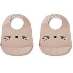 Haklapp - Silicone Bib, Cat rose - 2 st - Liewood