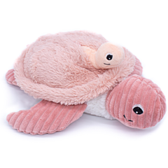 Sköldpadda med baby - gosedjur - 29 cm - rosa  - Les deglingos. Rolig leksak och fin doppresent