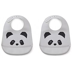 Haklapp - Silicone Bib, Panda dumbo grey - 2 st - Liewood