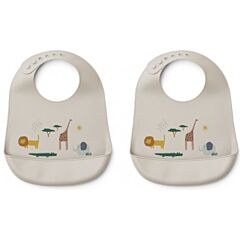 Haklapp - Tilda, Silicone Bib, Safari sandy mix - 2 st - Liewood