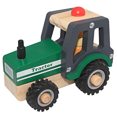 Traktor i trä med gummihjul, grön - Magni. Leksak