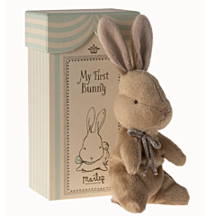 Maileg - My First Bunny in box - gosedjur - Brun. Doppresent, leksak