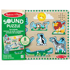 Knopp-pussel med ljud 8 bitar - djur på zoo - Melissa & Doug. Leksak