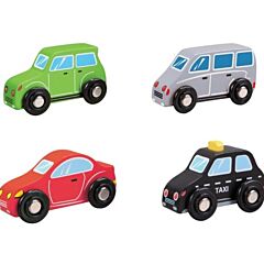Träbilar - 4 bilar - New Classic Toys 