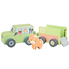 Bil i trä med hästsläp - Orange Tree Toys. Leksak